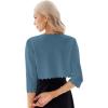 imageGRACE KARIN Womens 34 Sleeve Open Front Scalloped Knit Cropped Bolero Shrug CardiganGreey Blue