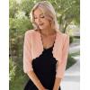 imageGRACE KARIN Womens 34 Sleeve Open Front Scalloped Knit Cropped Bolero Shrug CardiganShrimp Pink