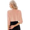 imageGRACE KARIN Womens 34 Sleeve Open Front Scalloped Knit Cropped Bolero Shrug CardiganShrimp Pink