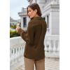 imageGRACE KARIN Womens Satin Silk Blouse Lapel V Neck Long Sleeve Casual Work Blouse Shirts Pullover TopsBrown