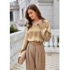 imageGRACE KARIN Womens Satin Silk Blouse Lapel V Neck Long Sleeve Casual Work Blouse Shirts Pullover TopsCamel