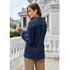 imageGRACE KARIN Womens Satin Silk Blouse Lapel V Neck Long Sleeve Casual Work Blouse Shirts Pullover TopsDrak Blue