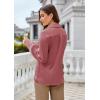 imageGRACE KARIN Womens Satin Silk Blouse Lapel V Neck Long Sleeve Casual Work Blouse Shirts Pullover TopsDrak Pink