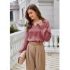 imageGRACE KARIN Womens Satin Silk Blouse Lapel V Neck Long Sleeve Casual Work Blouse Shirts Pullover TopsDrak Pink