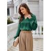 imageGRACE KARIN Womens Satin Silk Blouse Lapel V Neck Long Sleeve Casual Work Blouse Shirts Pullover TopsGrenn