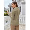 imageGRACE KARIN Womens Satin Silk Blouse Lapel V Neck Long Sleeve Casual Work Blouse Shirts Pullover TopsKhaki