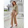 imageGRACE KARIN Womens Satin Silk Blouse Lapel V Neck Long Sleeve Casual Work Blouse Shirts Pullover TopsKhaki