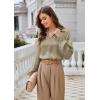 imageGRACE KARIN Womens Satin Silk Blouse Lapel V Neck Long Sleeve Casual Work Blouse Shirts Pullover TopsKhaki