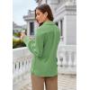imageGRACE KARIN Womens Satin Silk Blouse Lapel V Neck Long Sleeve Casual Work Blouse Shirts Pullover TopsLight Green