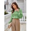 imageGRACE KARIN Womens Satin Silk Blouse Lapel V Neck Long Sleeve Casual Work Blouse Shirts Pullover TopsLight Green