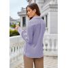 imageGRACE KARIN Womens Satin Silk Blouse Lapel V Neck Long Sleeve Casual Work Blouse Shirts Pullover TopsLilac