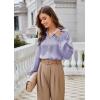 imageGRACE KARIN Womens Satin Silk Blouse Lapel V Neck Long Sleeve Casual Work Blouse Shirts Pullover TopsLilac
