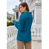 imageGRACE KARIN Womens Satin Silk Blouse Lapel V Neck Long Sleeve Casual Work Blouse Shirts Pullover TopsPeacock Blue