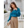 imageGRACE KARIN Womens Satin Silk Blouse Lapel V Neck Long Sleeve Casual Work Blouse Shirts Pullover TopsPeacock Blue