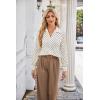 imageGRACE KARIN Womens Satin Silk Blouse Lapel V Neck Long Sleeve Casual Work Blouse Shirts Pullover TopsPolka Dot