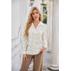 imageGRACE KARIN Womens Satin Silk Blouse Lapel V Neck Long Sleeve Casual Work Blouse Shirts Pullover TopsPolka Dot