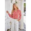 imageGRACE KARIN Womens Satin Silk Blouse Lapel V Neck Long Sleeve Casual Work Blouse Shirts Pullover TopsRed Ripple