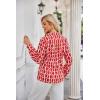 imageGRACE KARIN Womens Satin Silk Blouse Lapel V Neck Long Sleeve Casual Work Blouse Shirts Pullover TopsRed Ripple