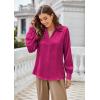imageGRACE KARIN Womens Satin Silk Blouse Lapel V Neck Long Sleeve Casual Work Blouse Shirts Pullover TopsRose Red