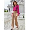 imageGRACE KARIN Womens Satin Silk Blouse Lapel V Neck Long Sleeve Casual Work Blouse Shirts Pullover TopsRose Red