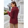 imageGRACE KARIN Womens Satin Silk Blouse Lapel V Neck Long Sleeve Casual Work Blouse Shirts Pullover TopsWine Red