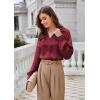 imageGRACE KARIN Womens Satin Silk Blouse Lapel V Neck Long Sleeve Casual Work Blouse Shirts Pullover TopsWine Red