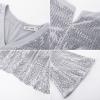 imageGRACE KARIN Womens Sequin V Neck Ruffle Sleeve Empire Waist Sparkly Glitter A Line Cocktail Formal DressesSilver