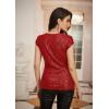 imageGRACE KARIN Womens Sparkle Sequin Top Shimmer Glitter Blouse Twist Front V Neck Cap Sleeve Club Party ShirtBright Red