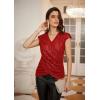imageGRACE KARIN Womens Sparkle Sequin Top Shimmer Glitter Blouse Twist Front V Neck Cap Sleeve Club Party ShirtBright Red