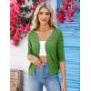 imageGRACE KARIN Womens Summer Short Sleeve Cropped Cardigan Sweaters Crochet Knit Shrug Open Front VNeck Button up TopsGreen