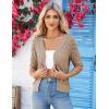 imageGRACE KARIN Womens Summer Short Sleeve Cropped Cardigan Sweaters Crochet Knit Shrug Open Front VNeck Button up TopsKhaki