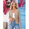 imageGRACE KARIN Womens Summer Short Sleeve Cropped Cardigan Sweaters Crochet Knit Shrug Open Front VNeck Button up TopsKhaki