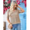 imageGRACE KARIN Womens Summer Short Sleeve Cropped Cardigan Sweaters Crochet Knit Shrug Open Front VNeck Button up TopsKhaki