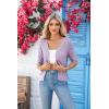 imageGRACE KARIN Womens Summer Short Sleeve Cropped Cardigan Sweaters Crochet Knit Shrug Open Front VNeck Button up TopsLight Purple