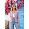 imageGRACE KARIN Womens Summer Short Sleeve Cropped Cardigan Sweaters Crochet Knit Shrug Open Front VNeck Button up TopsLight Purple