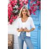 imageGRACE KARIN Womens Summer Short Sleeve Cropped Cardigan Sweaters Crochet Knit Shrug Open Front VNeck Button up TopsLight White