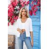 imageGRACE KARIN Womens Summer Short Sleeve Cropped Cardigan Sweaters Crochet Knit Shrug Open Front VNeck Button up TopsLight White