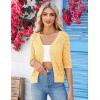 imageGRACE KARIN Womens Summer Short Sleeve Cropped Cardigan Sweaters Crochet Knit Shrug Open Front VNeck Button up TopsLight Yellow