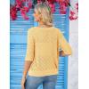 imageGRACE KARIN Womens Summer Short Sleeve Cropped Cardigan Sweaters Crochet Knit Shrug Open Front VNeck Button up TopsLight Yellow