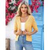 imageGRACE KARIN Womens Summer Short Sleeve Cropped Cardigan Sweaters Crochet Knit Shrug Open Front VNeck Button up TopsLight Yellow