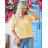 imageGRACE KARIN Womens Summer Short Sleeve Cropped Cardigan Sweaters Crochet Knit Shrug Open Front VNeck Button up TopsLight Yellow