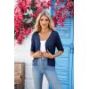 imageGRACE KARIN Womens Summer Short Sleeve Cropped Cardigan Sweaters Crochet Knit Shrug Open Front VNeck Button up TopsNavy Blue