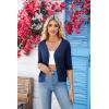 imageGRACE KARIN Womens Summer Short Sleeve Cropped Cardigan Sweaters Crochet Knit Shrug Open Front VNeck Button up TopsNavy Blue