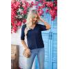 imageGRACE KARIN Womens Summer Short Sleeve Cropped Cardigan Sweaters Crochet Knit Shrug Open Front VNeck Button up TopsNavy Blue