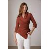 imageGRACE KARIN Womens V Neck Casual Work Tops 34 Sleeve Office Dressy Blouse Top Asymmetrical Elegant ShirtsCaramel