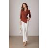 imageGRACE KARIN Womens V Neck Casual Work Tops 34 Sleeve Office Dressy Blouse Top Asymmetrical Elegant ShirtsCaramel