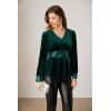 imageGRACE KARIN Womens V Neck Velvet Party Tops Long Sleeve Sparkly Sequin Peplum Cockatail Formal Fall Winter Blouse TopsGreen