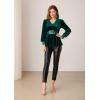 imageGRACE KARIN Womens V Neck Velvet Party Tops Long Sleeve Sparkly Sequin Peplum Cockatail Formal Fall Winter Blouse TopsGreen