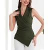 imageGRACE KARIN Womens Wrap V Neck Casual Work Tops Sleeveless Office Dressy Summer Blouse Top Asymmetrical Elegant ShirtsArmy Green