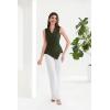 imageGRACE KARIN Womens Wrap V Neck Casual Work Tops Sleeveless Office Dressy Summer Blouse Top Asymmetrical Elegant ShirtsArmy Green